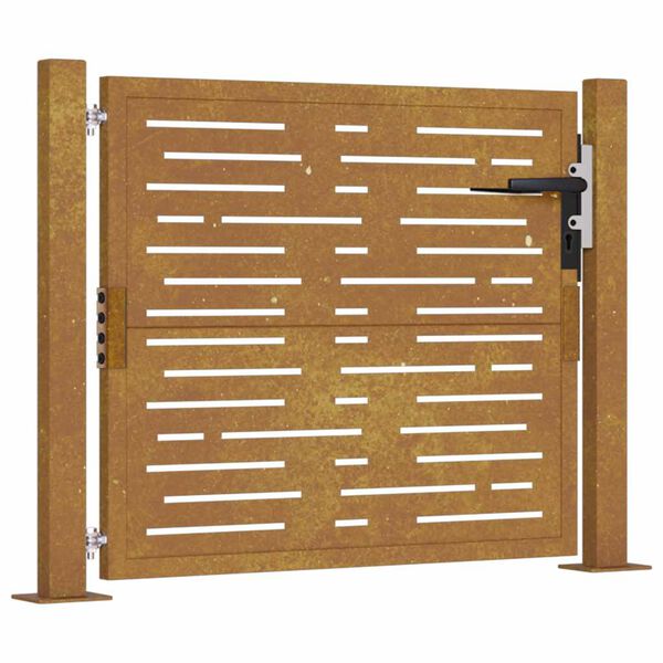 vidaXL Portail de jardin 100x75 cm en acier Corten, design carr&eacute;