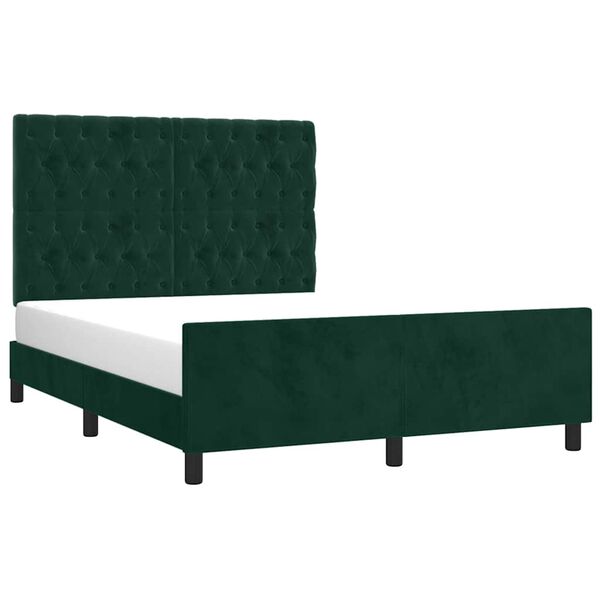 vidaXL Cadre de lit sans matelas vert fonc&eacute; 140x190 cm velours