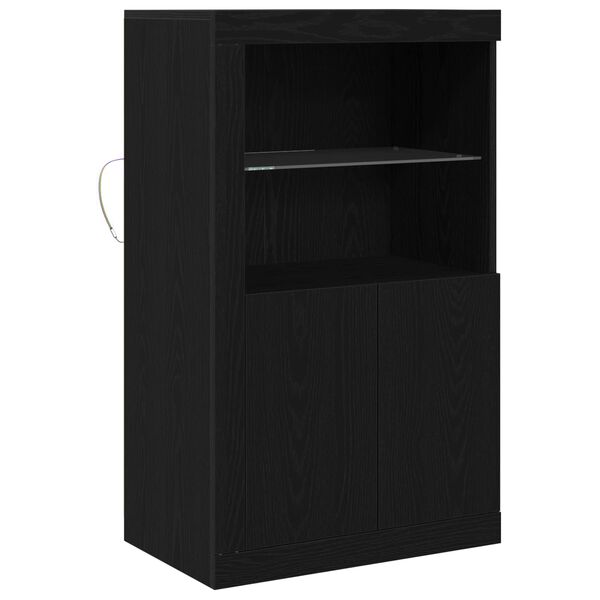vidaXL Buffet LED Ch&ecirc;ne noir 60,5 x 37 x 100 cm Bois d'ing&eacute;nierie