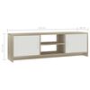 vidaXL Meuble TV Blanc et ch&ecirc;ne sonoma 120x30x37,5cm Bois d&rsquo;ing&eacute;nierie