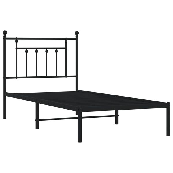 vidaXL Cadre de lit métal sans matelas avec tête de lit noir 80x200 cm