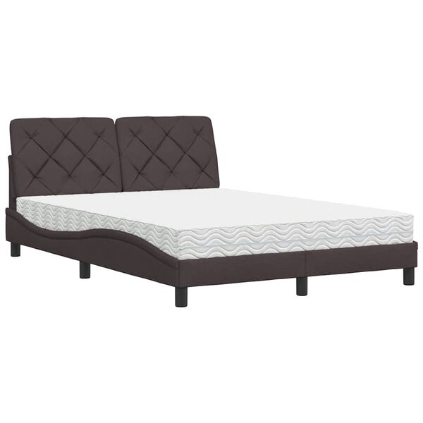 vidaXL Lit avec matelas marron fonc&eacute; 140x200 cm tissu