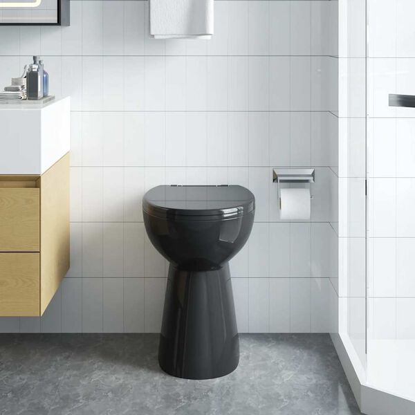 vidaXL Toilette sans rebord 7 cm hauteur suppl&eacute;mentaire Abattant amorti C&eacute;ramique Noir