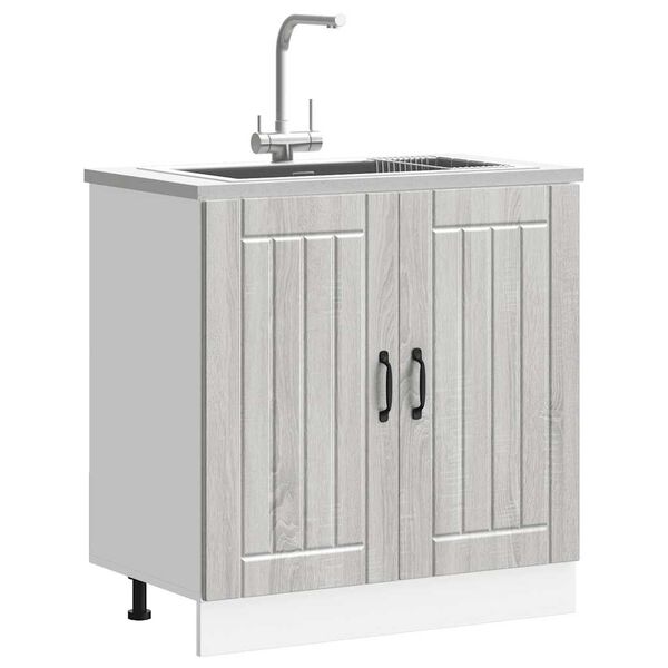 vidaXL Meuble de base de lavabo Lucca sonoma gris bois d'ing&eacute;nierie