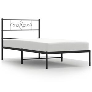 vidaXL Cadre de lit m&eacute;tal sans matelas avec t&ecirc;te de lit noir 75x190 cm