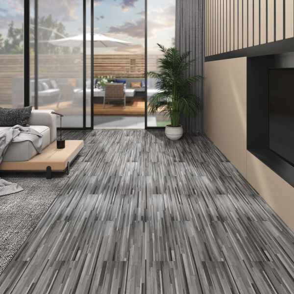 vidaXL Dalles de plancher PVC 4,46 m² 3 mm autoadhésif gris rayé