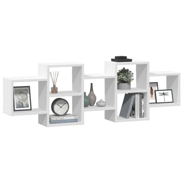 vidaXL &Eacute;tag&egrave;re murale blanc 129x18x42 cm bois d'ing&eacute;nierie