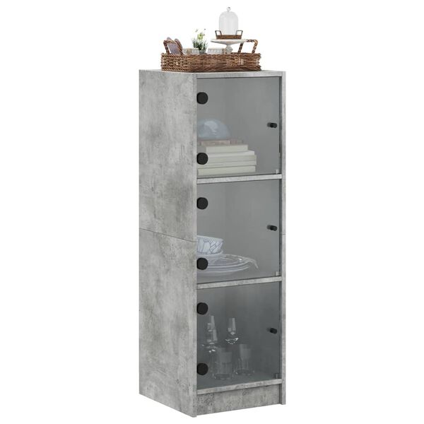 vidaXL Buffet avec portes en verre gris b&eacute;ton 35x37x109 cm
