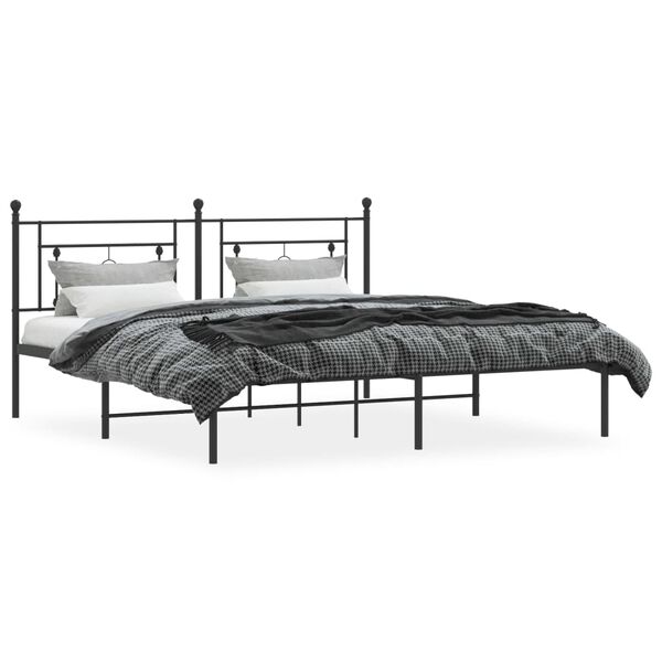 vidaXL Cadre de lit m&eacute;tal sans matelas avec t&ecirc;te de lit noir 183x213cm