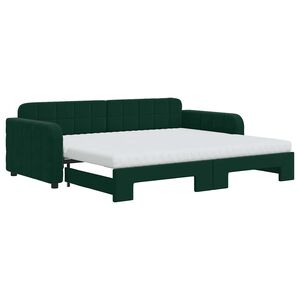 vidaXL Lit de jour avec gigogne et matelas vert fonc&eacute; 90x200cm velours