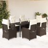 vidaXL Ensemble &agrave; manger de jardin et coussins 7 pcs marron rotin