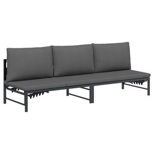 vidaXL Transat 3 personnes Noir 200 x 62 x 59 cm Textil&egrave;ne