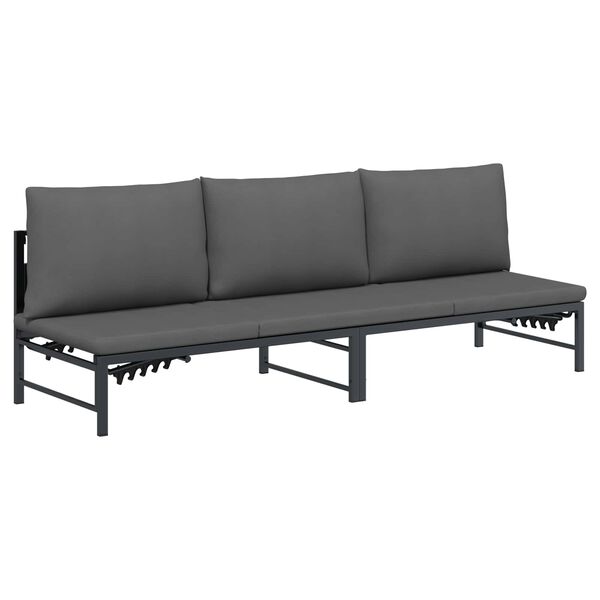 vidaXL Transat 3 personnes Noir 200 x 62 x 59 cm Textil&egrave;ne
