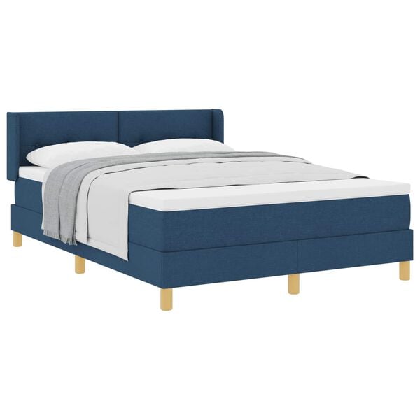 vidaXL Lit &agrave; ressorts avec matelas Bleu 200 x 140 cm Polyester