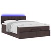 vidaXL Lit ottoman avec matelas et LED marron foncé 140x190 cm tissu