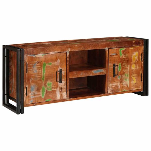 vidaXL Meuble TV Multicolore 120 x 33 x 50 cm Bois massif recycl&eacute;