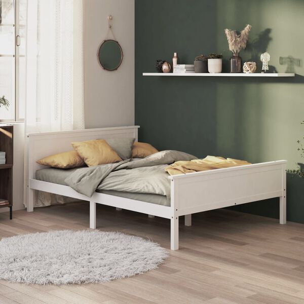vidaXL Cadre de lit sans matelas blanc bois de pin massif 160x200 cm