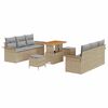 vidaXL Ensemble de canap&eacute; de jardin 9 pc Beige polyrotin