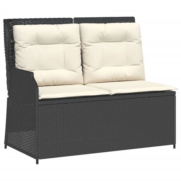 vidaXL Salon de jardin 3 pcs avec coussins Noir R&eacute;sine tress&eacute;e
