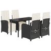 vidaXL Ensemble &agrave; manger de jardin coussins 5pcs Noir R&eacute;sine tress&eacute;e