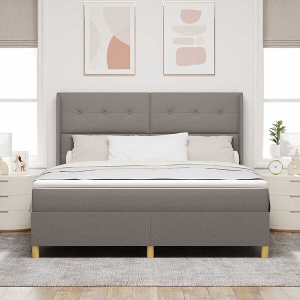vidaXL Lit &agrave; ressorts avec matelas Taupe 180 x 200 cm tissu