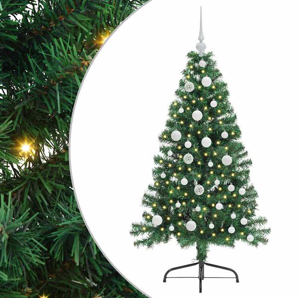 vidaXL Sapin de No&euml;l artificiel pr&eacute;-&eacute;clair&eacute; Vert 120 cm PVC
