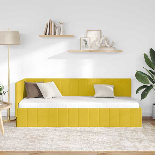 vidaXL Cadre de lit d'angle Jaune 80 cm x 200 cm Velours