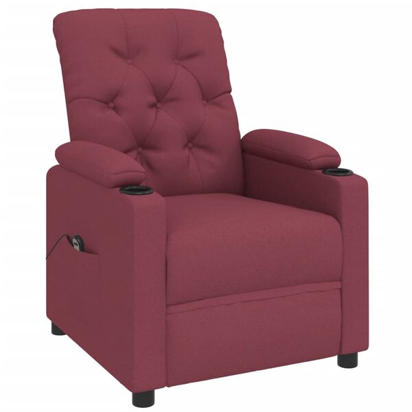 vidaXL Fauteuil inclinable &eacute;lectrique Rouge bordeaux Tissu