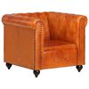vidaXL Fauteuil Chesterfield Brun roux Cuir v&eacute;ritable