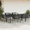 vidaXL Ensemble &agrave; manger de jardin coussins 7pcs noir poly rotin verre