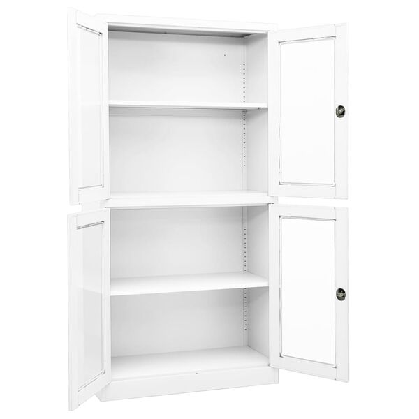 vidaXL Armoire de bureau Blanc 90x40x180 cm Acier et verre trempé