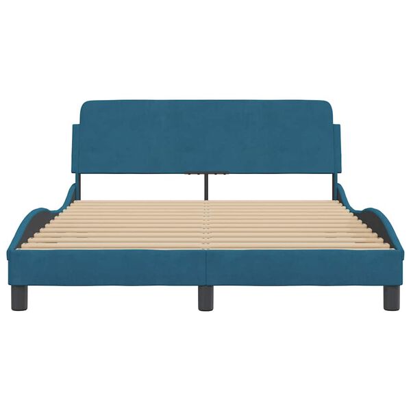 vidaXL Cadre de lit avec t&ecirc;te de lit Dover bleu 140x190cm velours