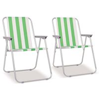 vidaXL Chaise pliable de camping 2 pcs Vert et blanc Acier 52x62x75 cm