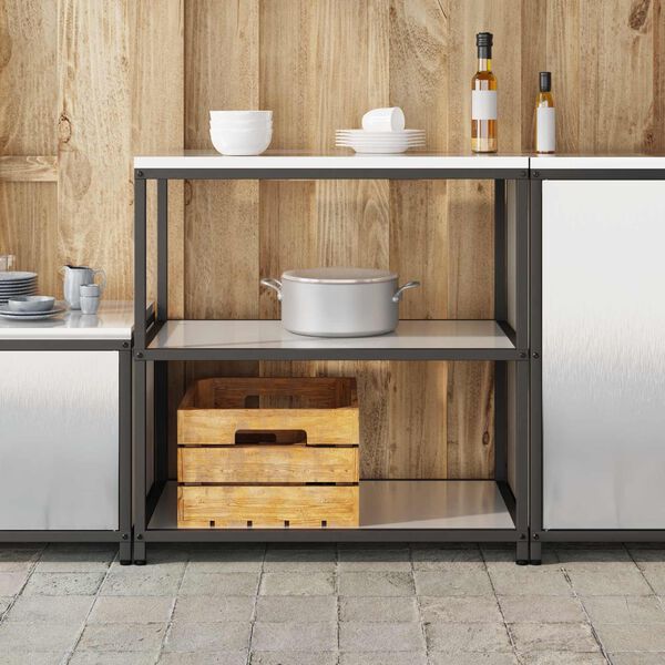vidaXL Rangement de cuisine avec &eacute;tag&egrave;re Argent 60 x 50 x 92 cm Acier