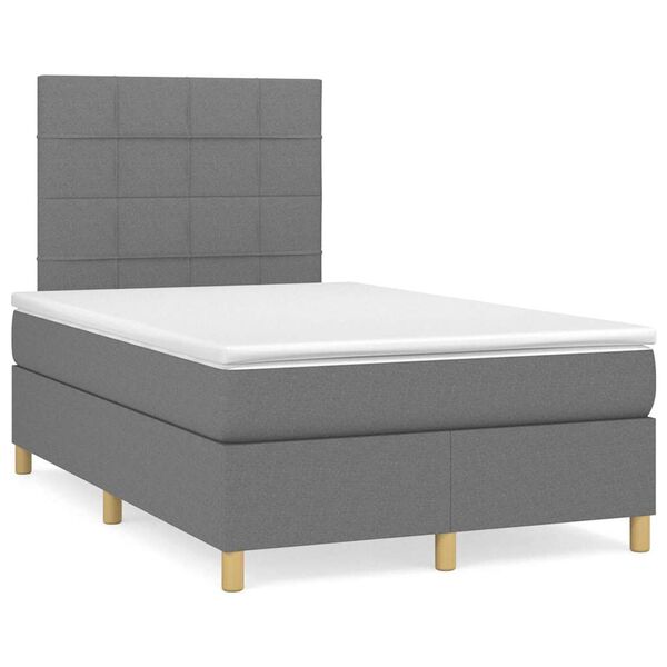 vidaXL Sommier &agrave; lattes de lit avec matelas gris fonc&eacute; 120x190cm tissu