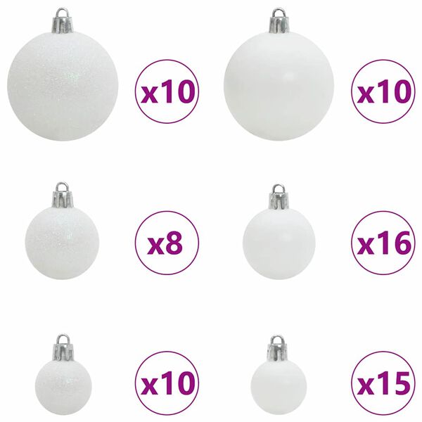 vidaXL Ensemble de Boules de No&euml;l avec 300 LED 120 pcs Blanc Plastique