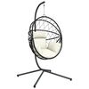 vidaXL Chaise suspendue en forme d'&oelig;uf et support beige rotin et acier