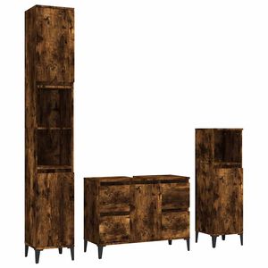 vidaXL Ensemble de meubles de salle de bain 3 pcs Ch&ecirc;ne fum&eacute;