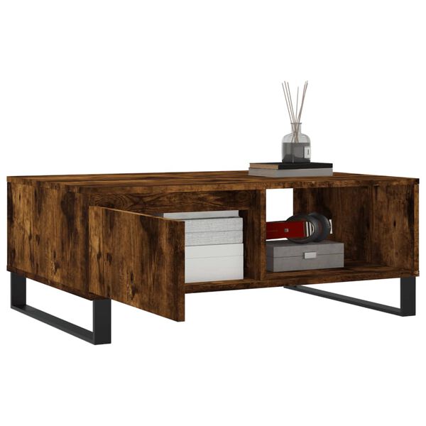 vidaXL Table basse ch&ecirc;ne fum&eacute; 90x60x35 cm bois d'ing&eacute;nierie
