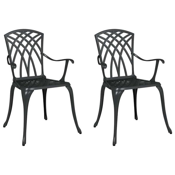 vidaXL Chaise de jardin 2 pcs Noir 55 x 56,5 x 91cm Aluminium