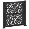 vidaXL Portail de jardin noir 100x100 cm en acier avec motif feuille