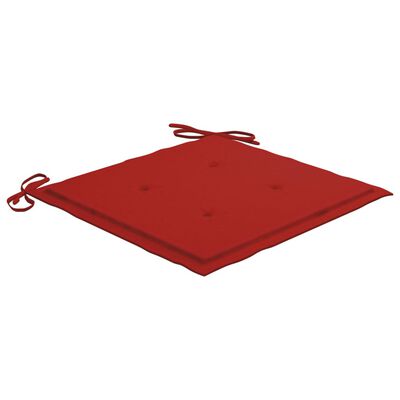 vidaXL Chaises de jardin avec coussins rouge 6 pcs Bois de teck massif