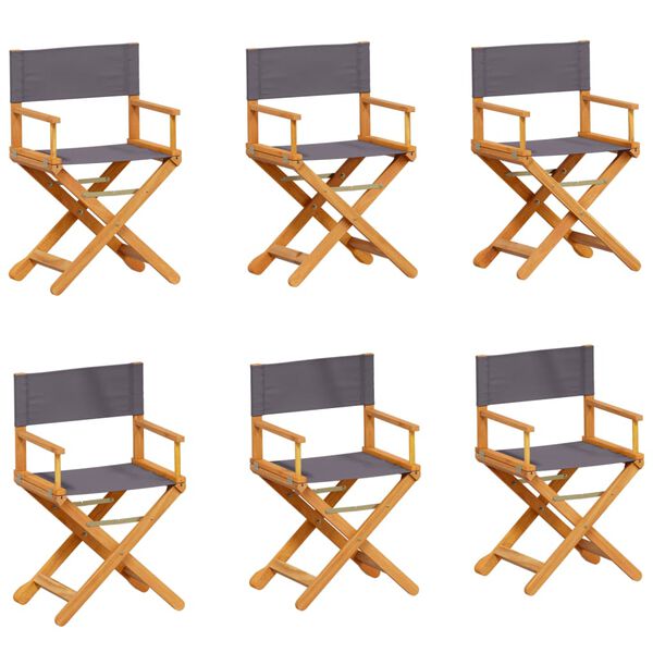 vidaXL Chaises pliables de jardin lot de 6 gris fonc&eacute; tissu