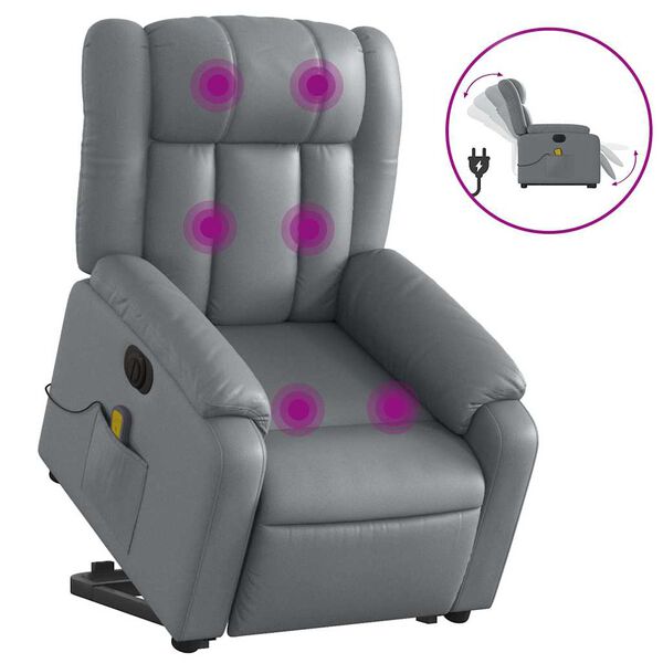 vidaXL Fauteuil inclinable de massage &eacute;lectrique gris similicuir