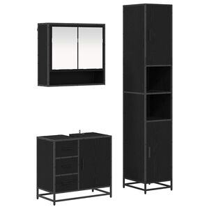 vidaXL Ensemble de mobilier de salle de bain 3 pc Ch&ecirc;ne noir