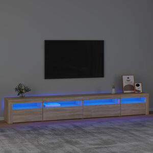 vidaXL Meuble TV avec lumi&egrave;res LED Ch&ecirc;ne sonoma 270x35x40 cm