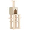 vidaXL Arbre &agrave; chat avec poteaux &agrave; griffer en sisal Cr&egrave;me 180 cm