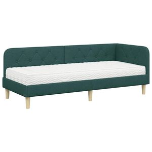 vidaXL Cadre de lit d'angle Vert fonc&eacute; 80 x 200 cm tissu