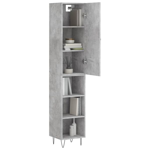 vidaXL Buffet haut Gris b&eacute;ton 34,5x34x180 cm Bois d'ing&eacute;nierie