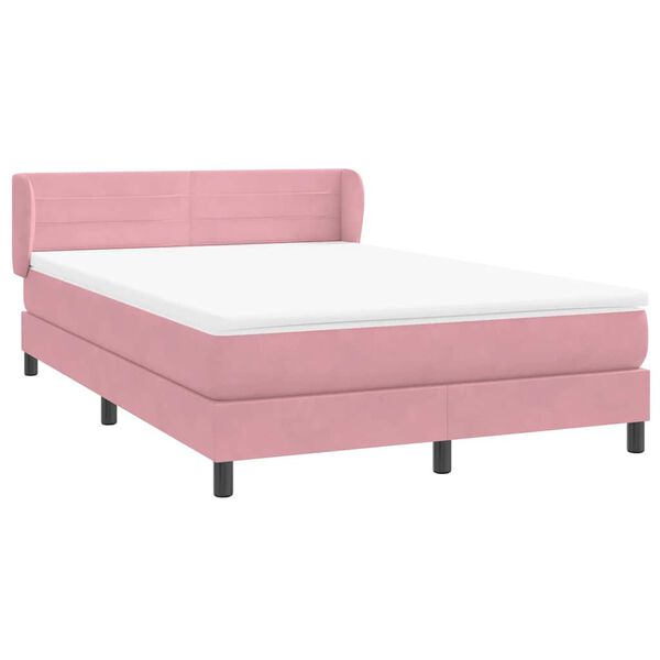 vidaXL Sommier &agrave; lattes de lit avec matelas rose 160x220 cm velours